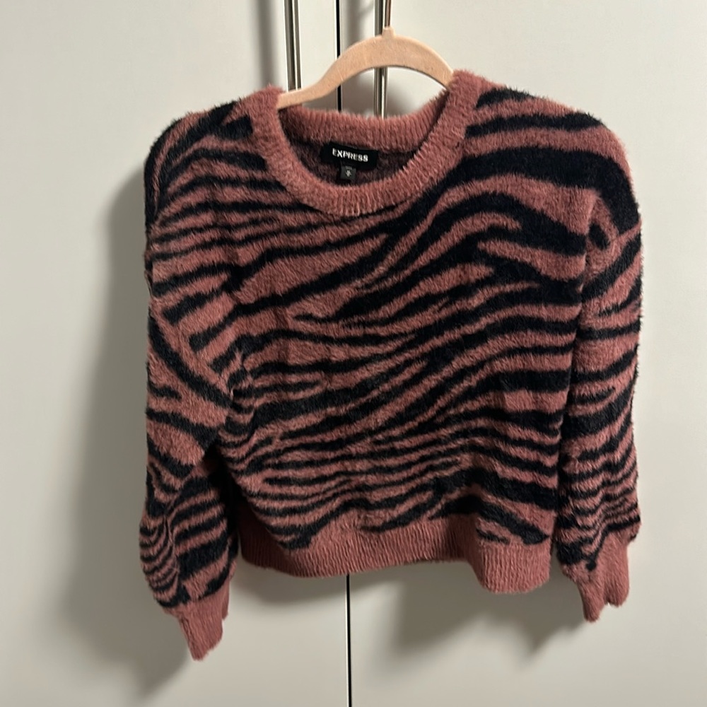 Express Black Lines Purple Sweater - Stylish & UniqueDescription